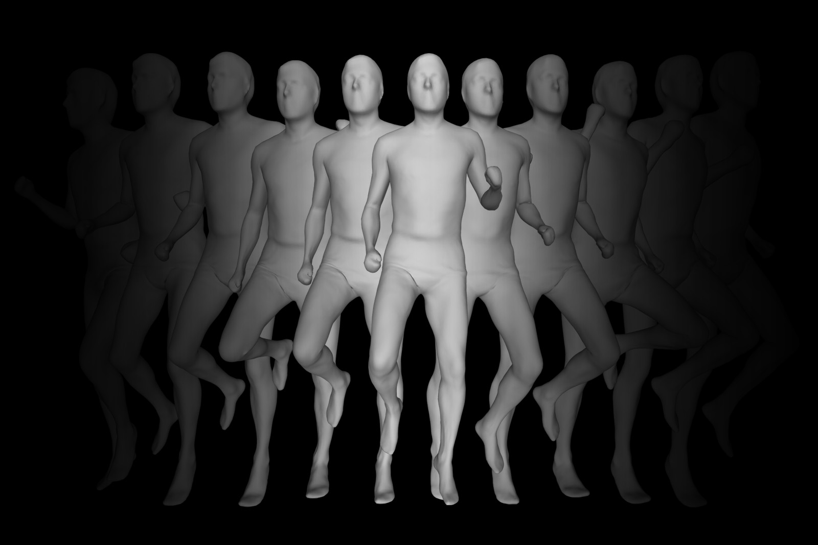 3D figures of a running man