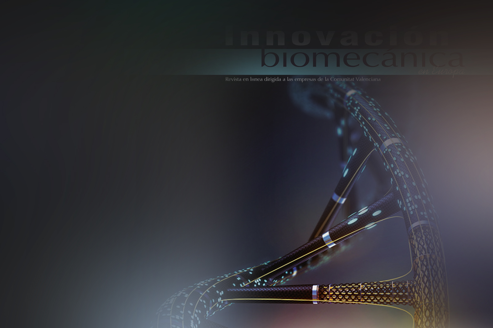 Fondo de pantalla con imagen degradada de una portada de la revista Innovación Biomecánica en Europa