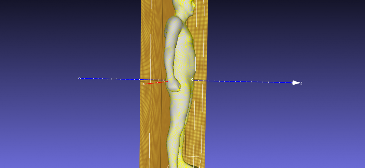 Resultado del escaneo de una figura humana en movimiento en 4D