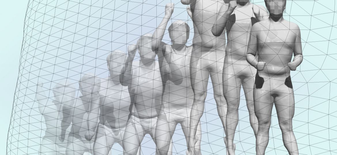 Imagen de figura humana con medició de la evolución del movimiento dentro del proyecto Custom DHM
