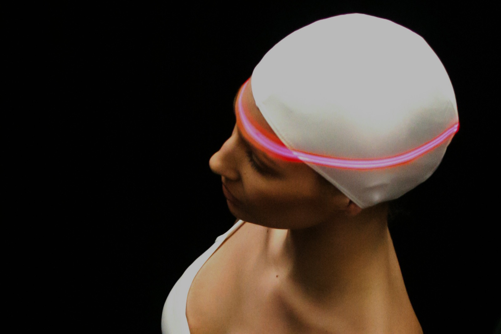 A woman's head in a scanning process